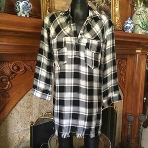 Black & White Plaid Tunic Shirt Top or dress
